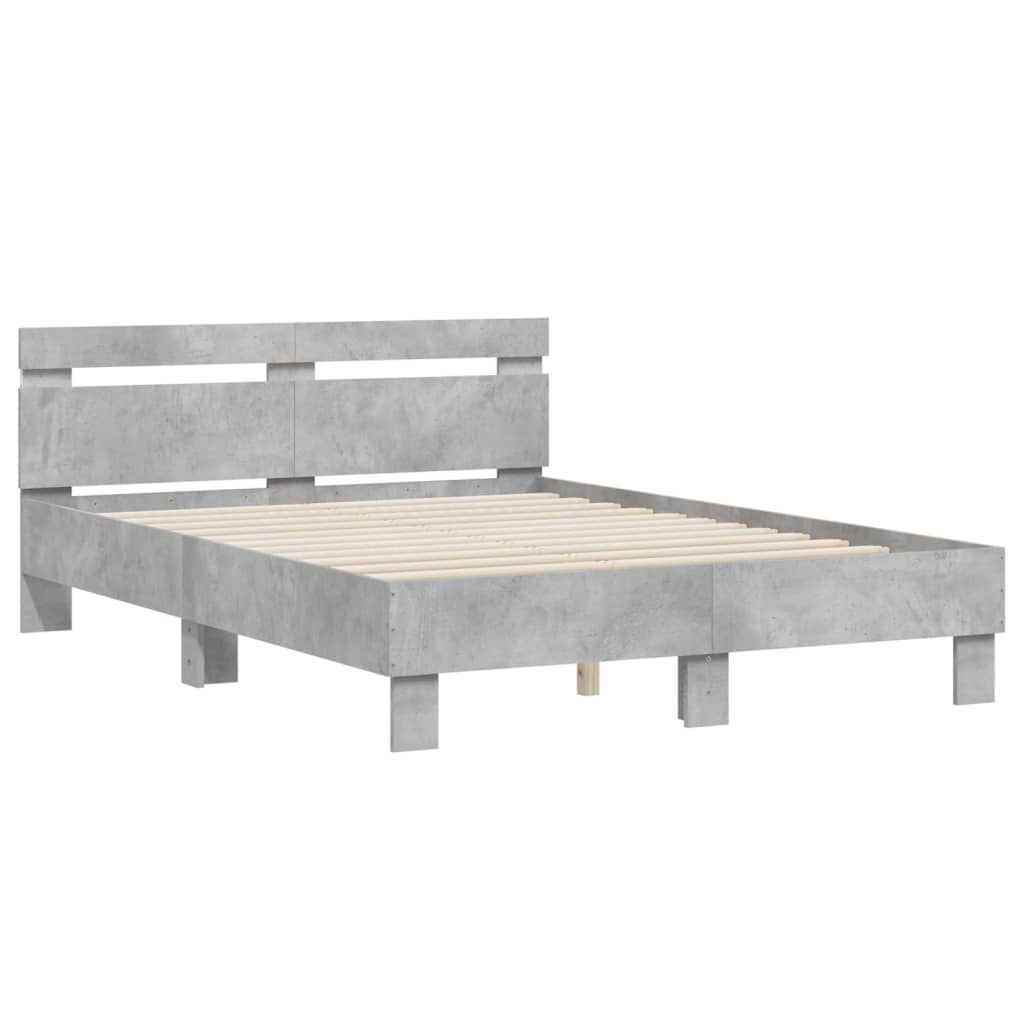 Betonszürke ágykeret fejtámlával és LED-del 135x190 cm 6