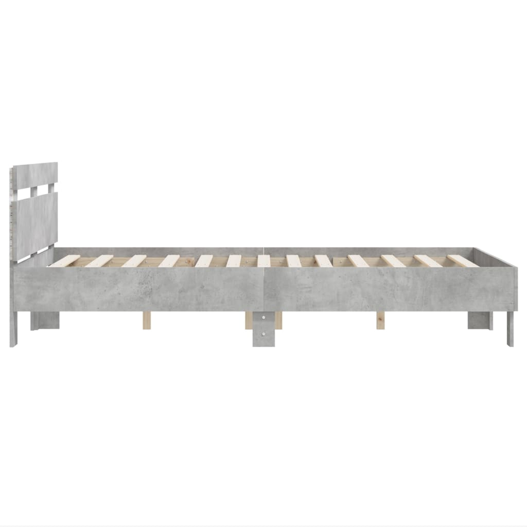 Betonszürke ágykeret fejtámlával és LED-del 135x190 cm 8