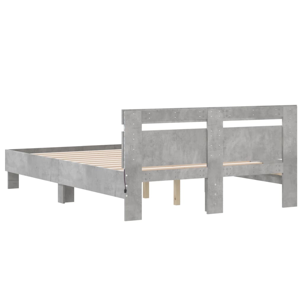 Betonszürke ágykeret fejtámlával és LED-del 135x190 cm 9