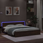 Barna tölgy ágykeret fejtámlával és LED-del 200 x 200 cm 4