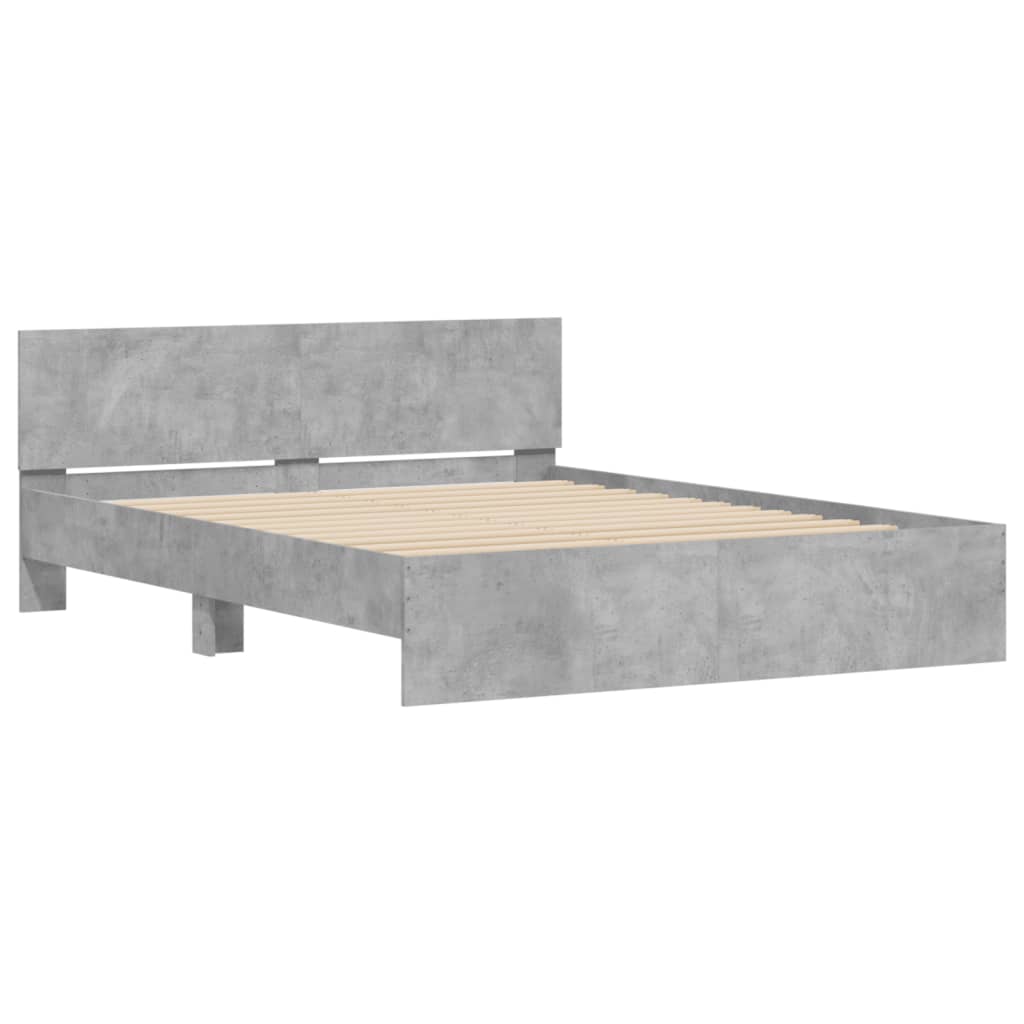 Betonszürke ágykeret fejtámlával és LED-del 160 x 200 cm 6