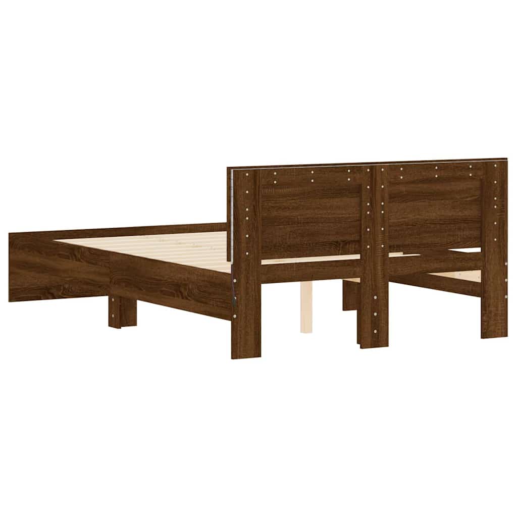 Barna tölgy színű ágykeret fejtámlával és LED-del 140x190 cm 9