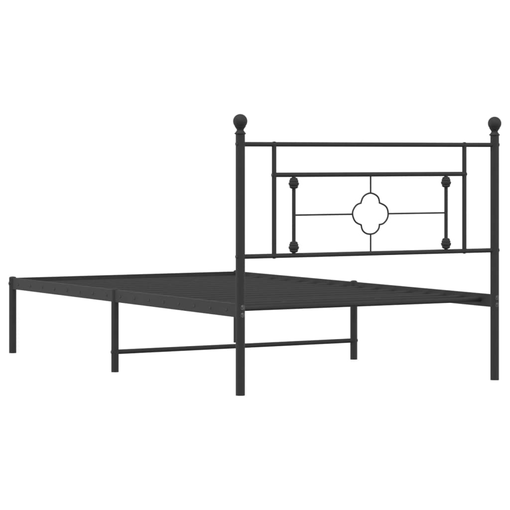 Fekete fém ágykeret fejtámlával 107 x 203 cm 7