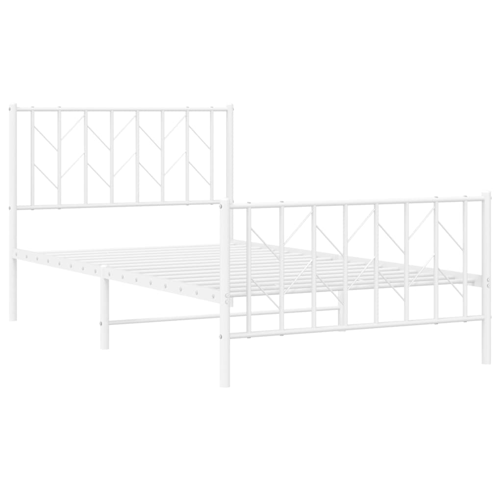 Fehér fém ágykeret fej- és lábtámlával 100 x 200 cm 4