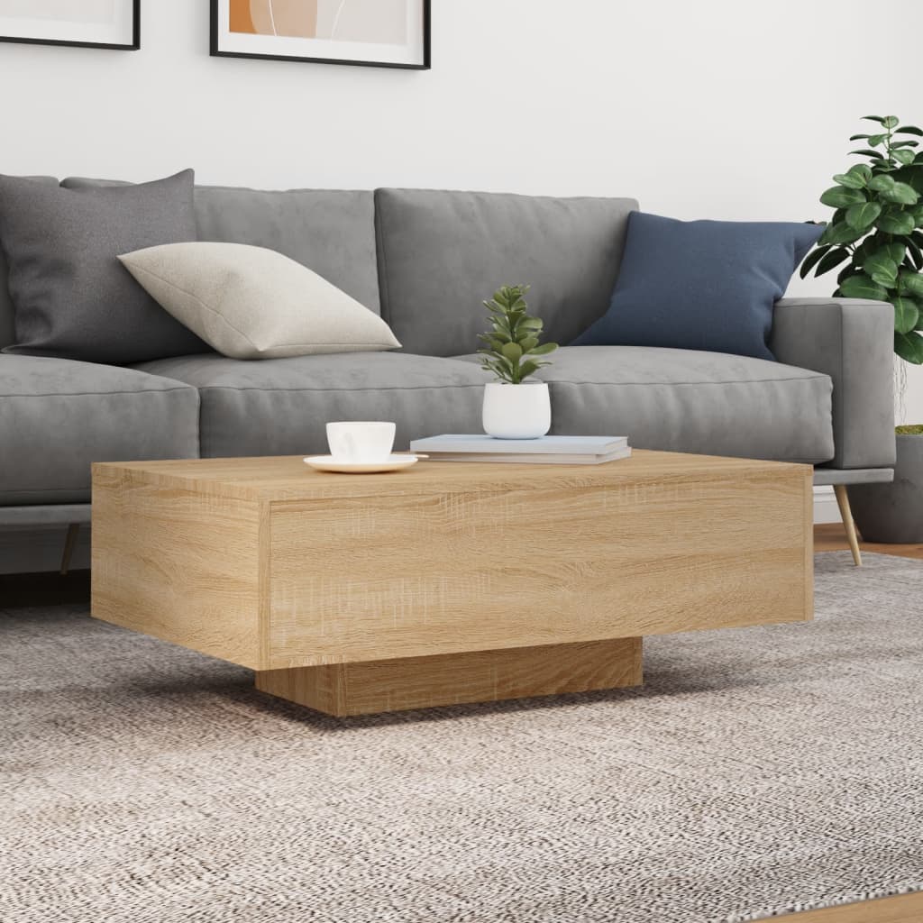 Sonoma tölgy színű dohányzóasztal LED-lámpákkal 85 x 55 x 31 cm 4