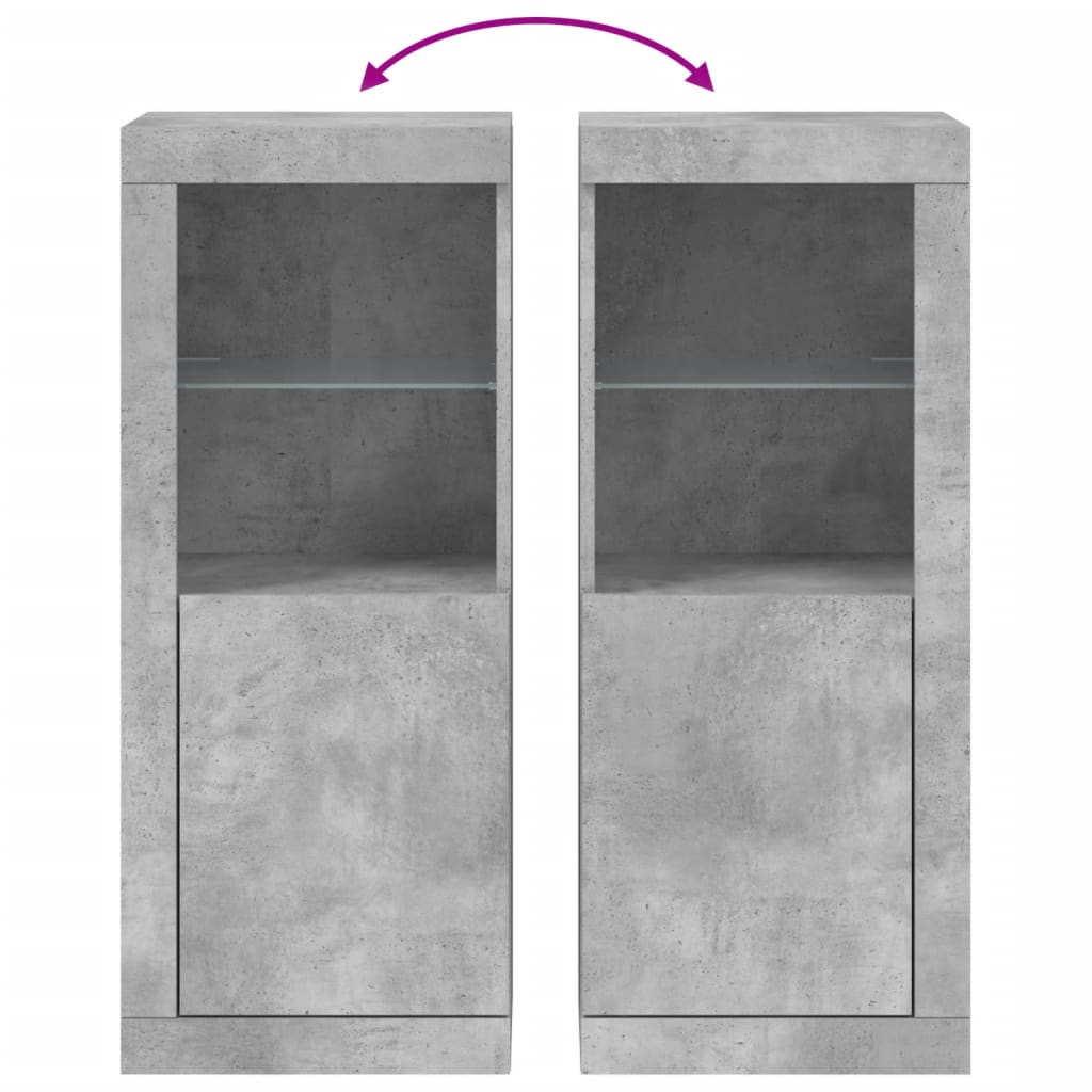 Betonszürke tálalószekrény LED-világítással 41 x 37 x 100 cm 10