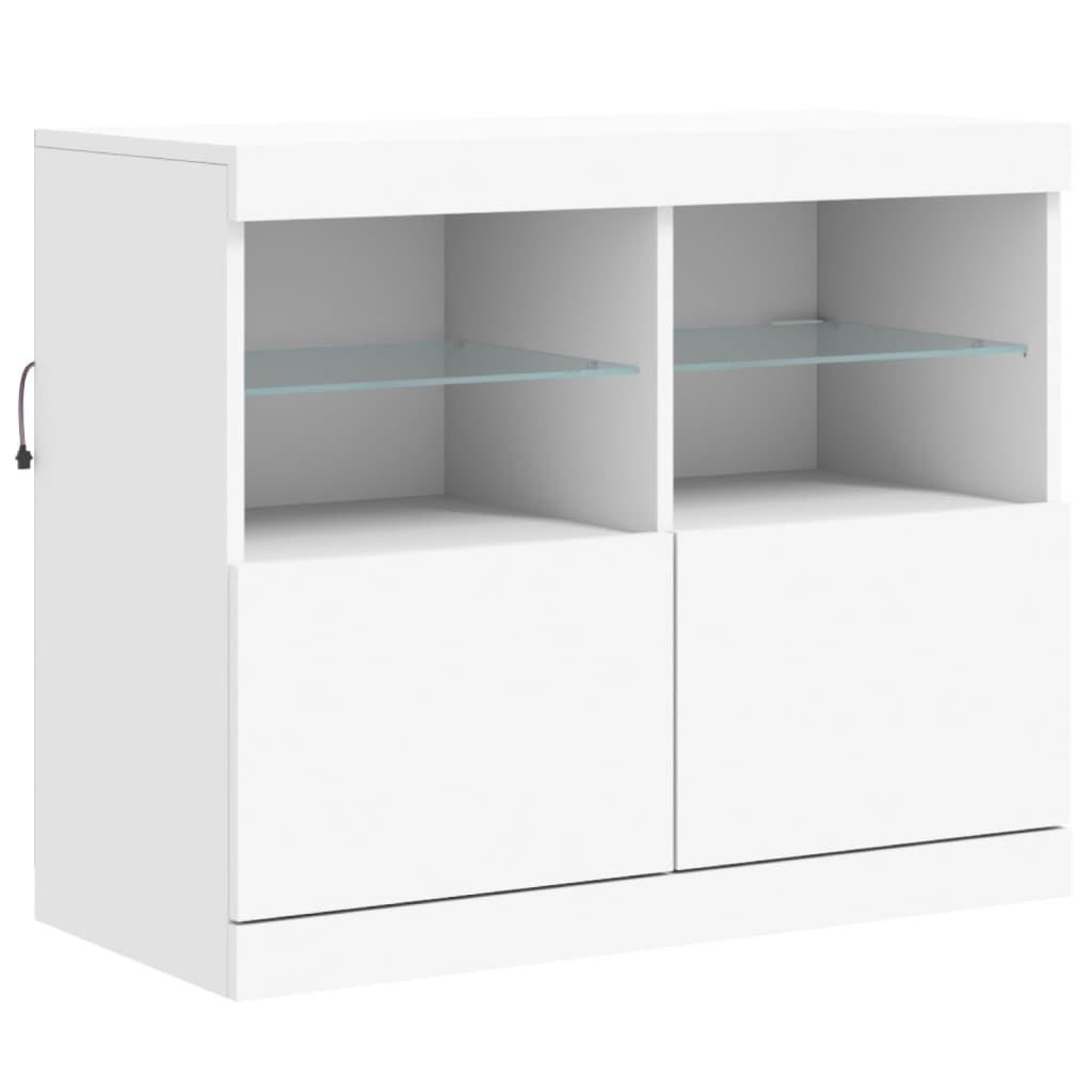 Fehér tálalószekrény LED-világítással 81 x 37 x 67 cm 3