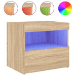2 db sonoma tölgy színű éjjeliszekrény LED-ekkel 50x40x45 cm 6