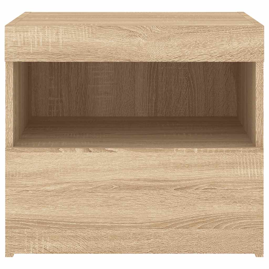 2 db sonoma tölgy színű éjjeliszekrény LED-ekkel 50x40x45 cm 9