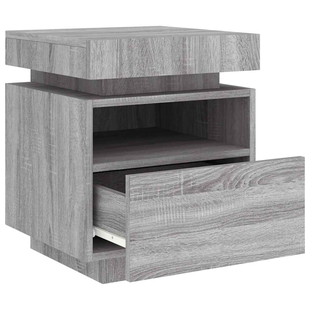 Szürke sonoma éjjeliszekrény LED-világítással 40 x 39 x 48,5 cm 5