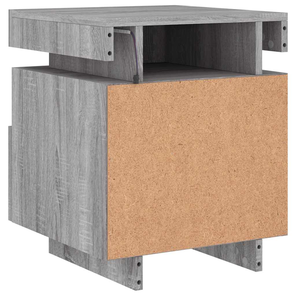Szürke sonoma éjjeliszekrény LED-világítással 40 x 39 x 48,5 cm 7