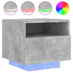 Betonszürke éjjeliszekrény LED-világítással 40 x 39 x 37 cm 2