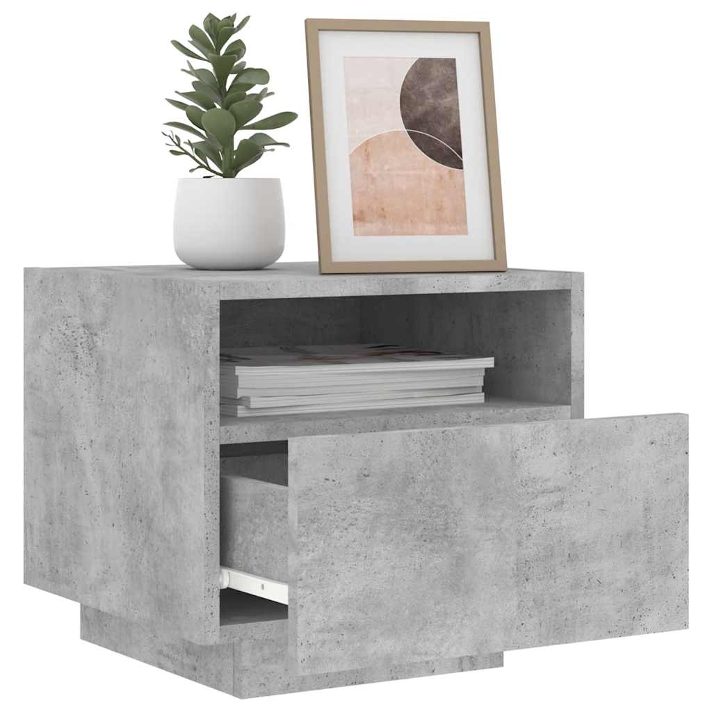 Betonszürke éjjeliszekrény LED-világítással 40 x 39 x 37 cm 4