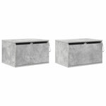 2 db betonszürke fali éjjeliszekrény LED-világítással 3