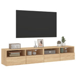 2 db sonoma tölgy színű szerelt fa fali TV-szekrény 80x30x30 cm 5