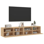 2 db sonoma tölgy színű szerelt fa fali TV-szekrény 80x30x30 cm 6