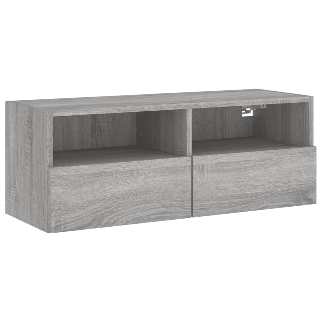 Szürke sonoma színű szerelt fa fali TV-szekrény 80 x 30 x 30 cm 2