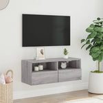 Szürke sonoma színű szerelt fa fali TV-szekrény 80 x 30 x 30 cm 3