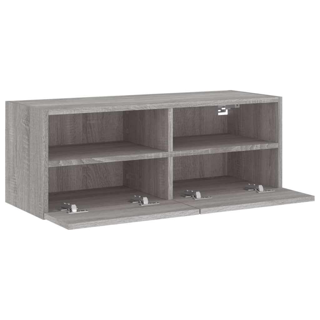 Szürke sonoma színű szerelt fa fali TV-szekrény 80 x 30 x 30 cm 7