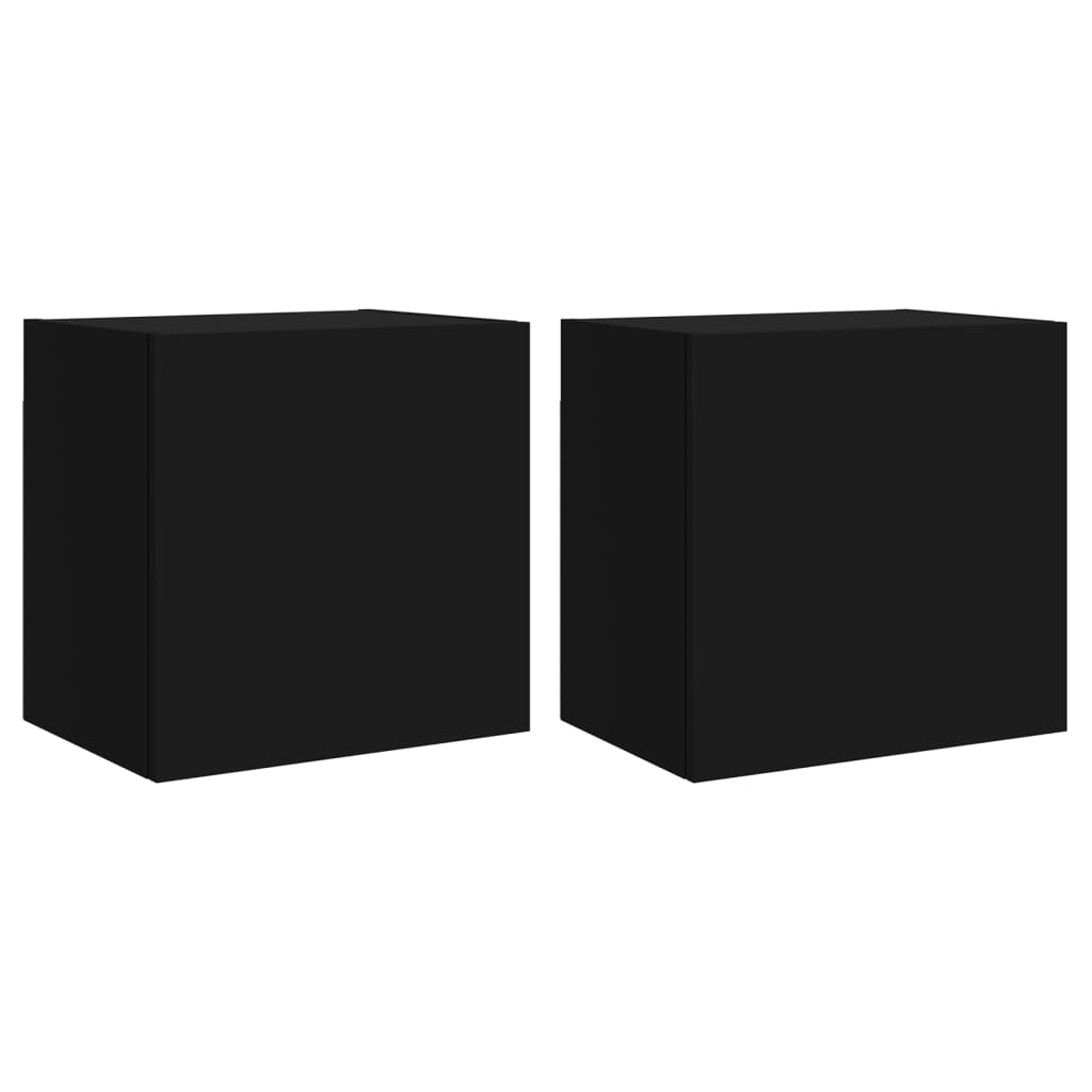 2 db fekete szerelt fa fali TV-szekrény 40,5 x 30 x 40 cm 2