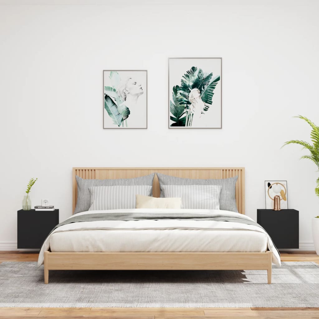2 db fekete szerelt fa fali TV-szekrény 40,5 x 30 x 40 cm 3