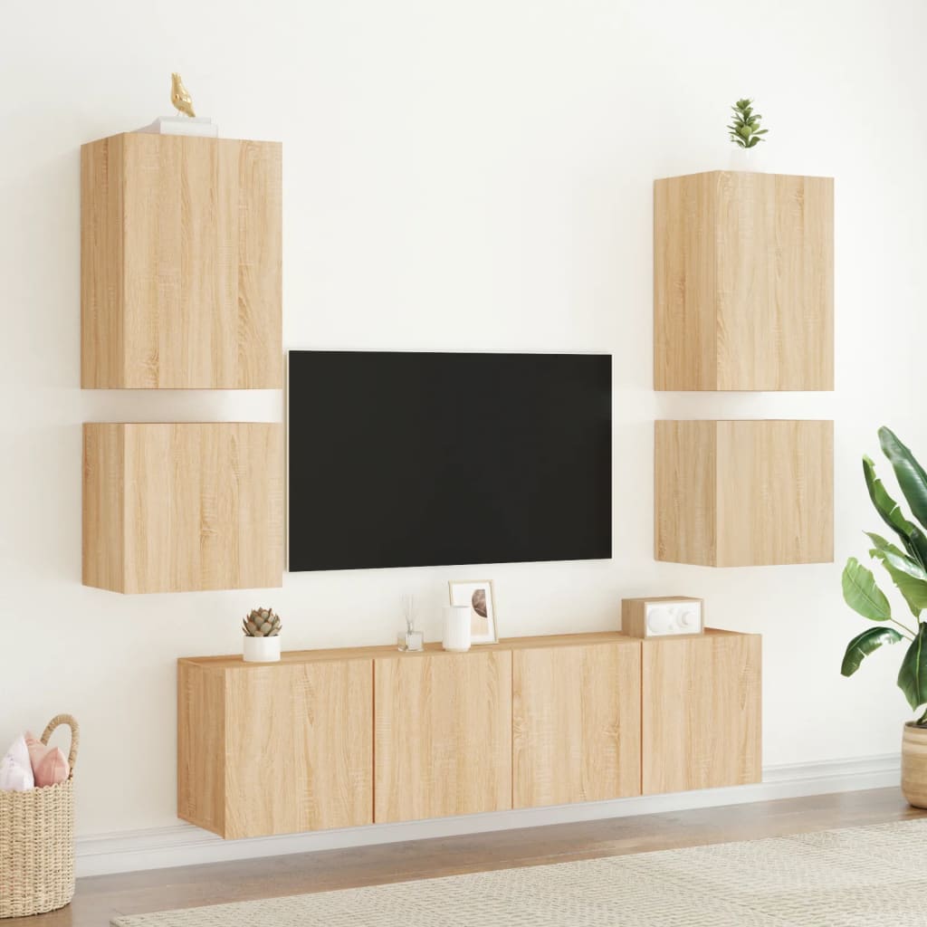 2 db sonoma tölgy szerelt fa fali TV-szekrény 40,5 x 30 x 40 cm 4