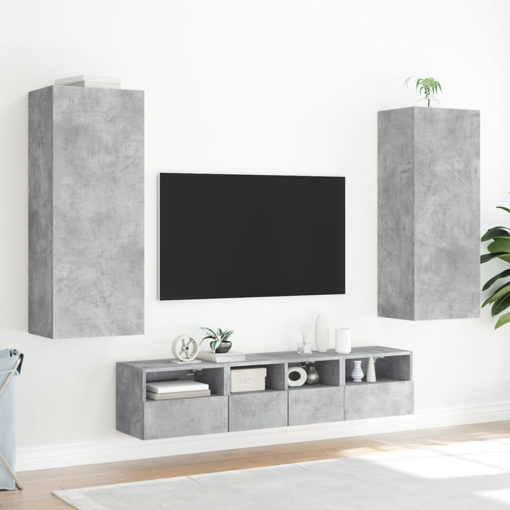 Betonszürke szerelt fa fali TV-szekrény 40,5 x 30 x 102 cm 4