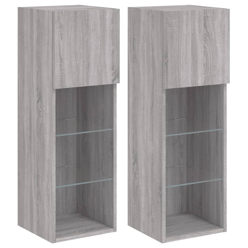 Szürke sonoma színű TV-szekrény LED-világítással 30,5x30x90 cm 2