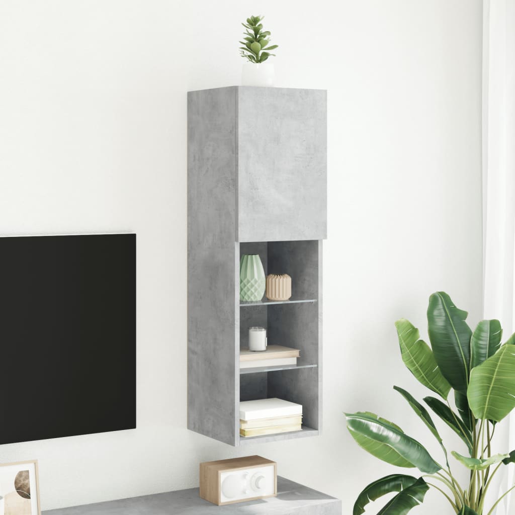 Betonszürke TV-szekrény LED-lámpákkal 30,5 x 30 x 102 cm 4