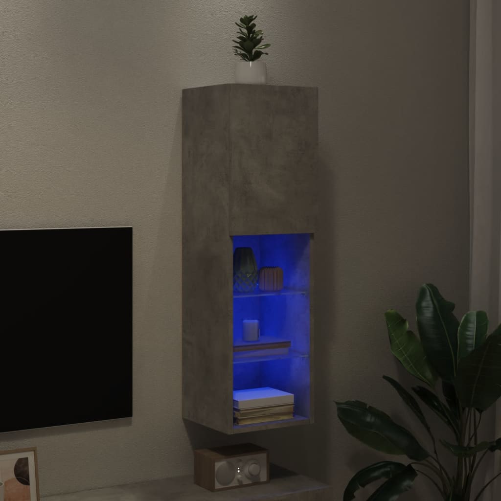 Betonszürke TV-szekrény LED-lámpákkal 30,5 x 30 x 102 cm 5