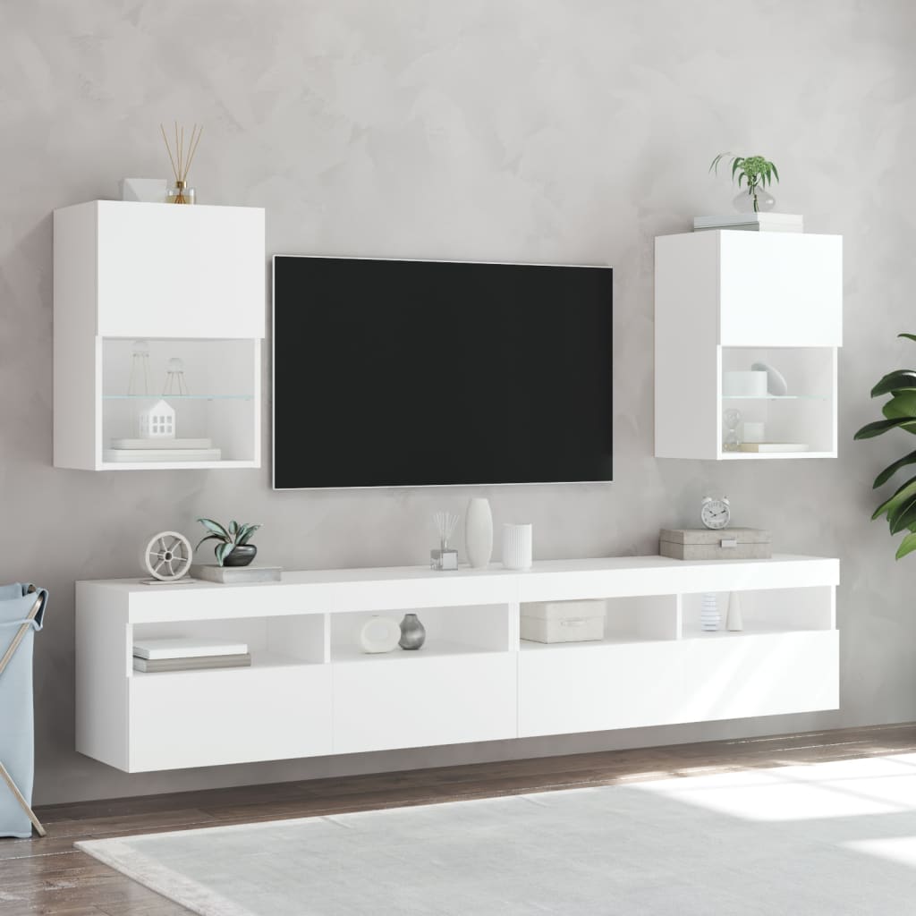 Fehér TV-szekrény LED-lámpákkal 40,5x30x60 cm 3