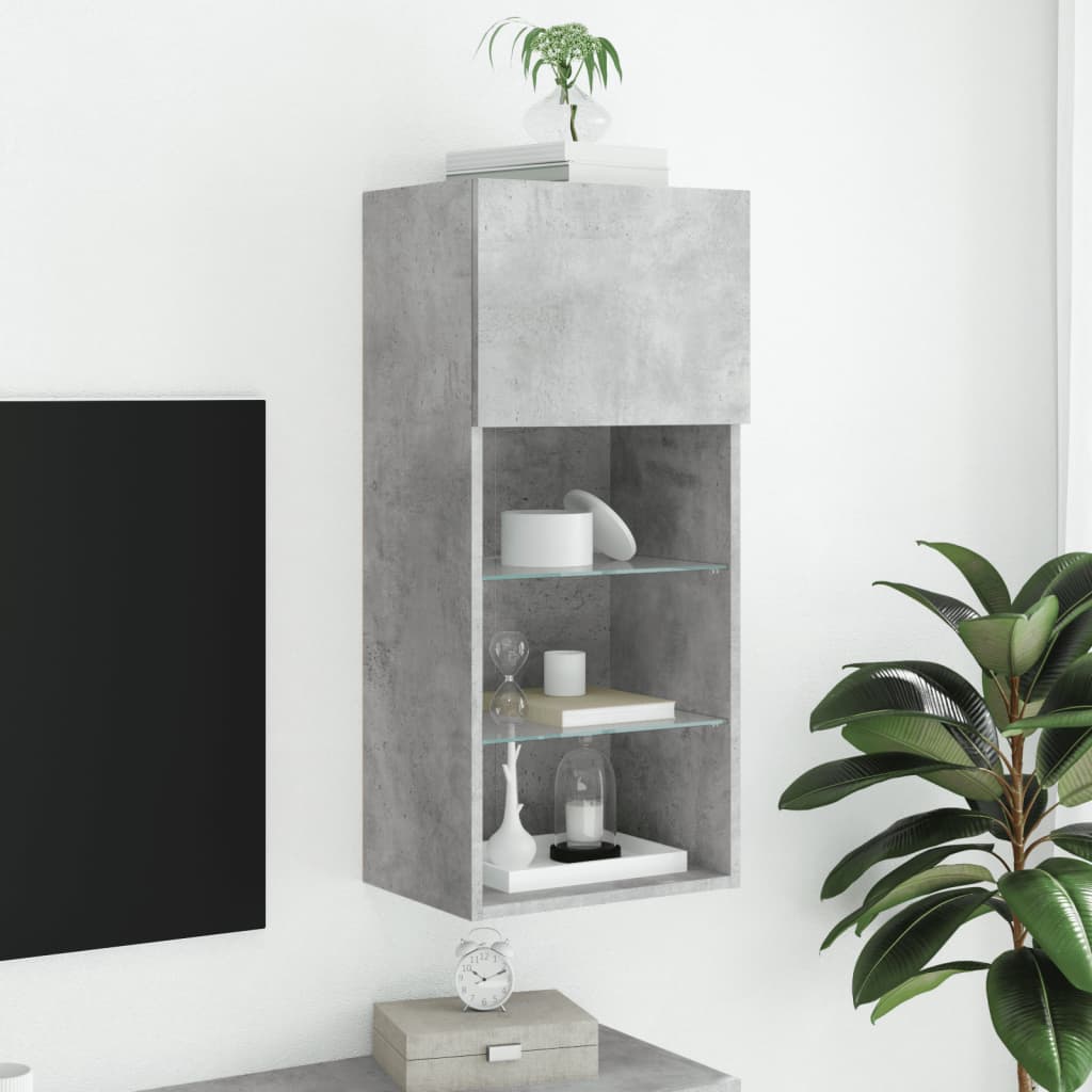 Betonszürke TV-szekrény LED lámpákkal 40,5x30x90 cm 3