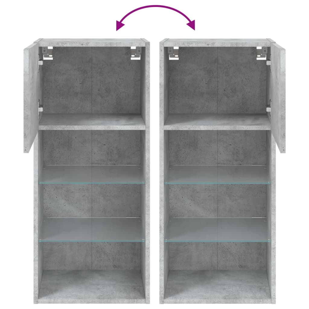 Betonszürke TV-szekrény LED lámpákkal 40,5x30x90 cm 10