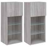 2 db szürke sonoma színű TV-szekrény LED-ekkel 40,5x30x90 cm 2