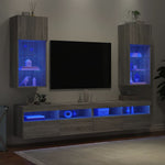 2 db szürke sonoma színű TV-szekrény LED-ekkel 40,5x30x90 cm 4