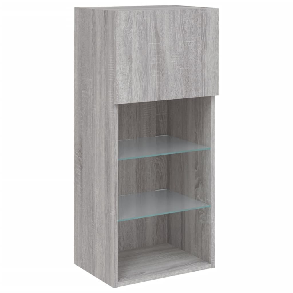 2 db szürke sonoma színű TV-szekrény LED-ekkel 40,5x30x90 cm 7