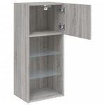 2 db szürke sonoma színű TV-szekrény LED-ekkel 40,5x30x90 cm 8