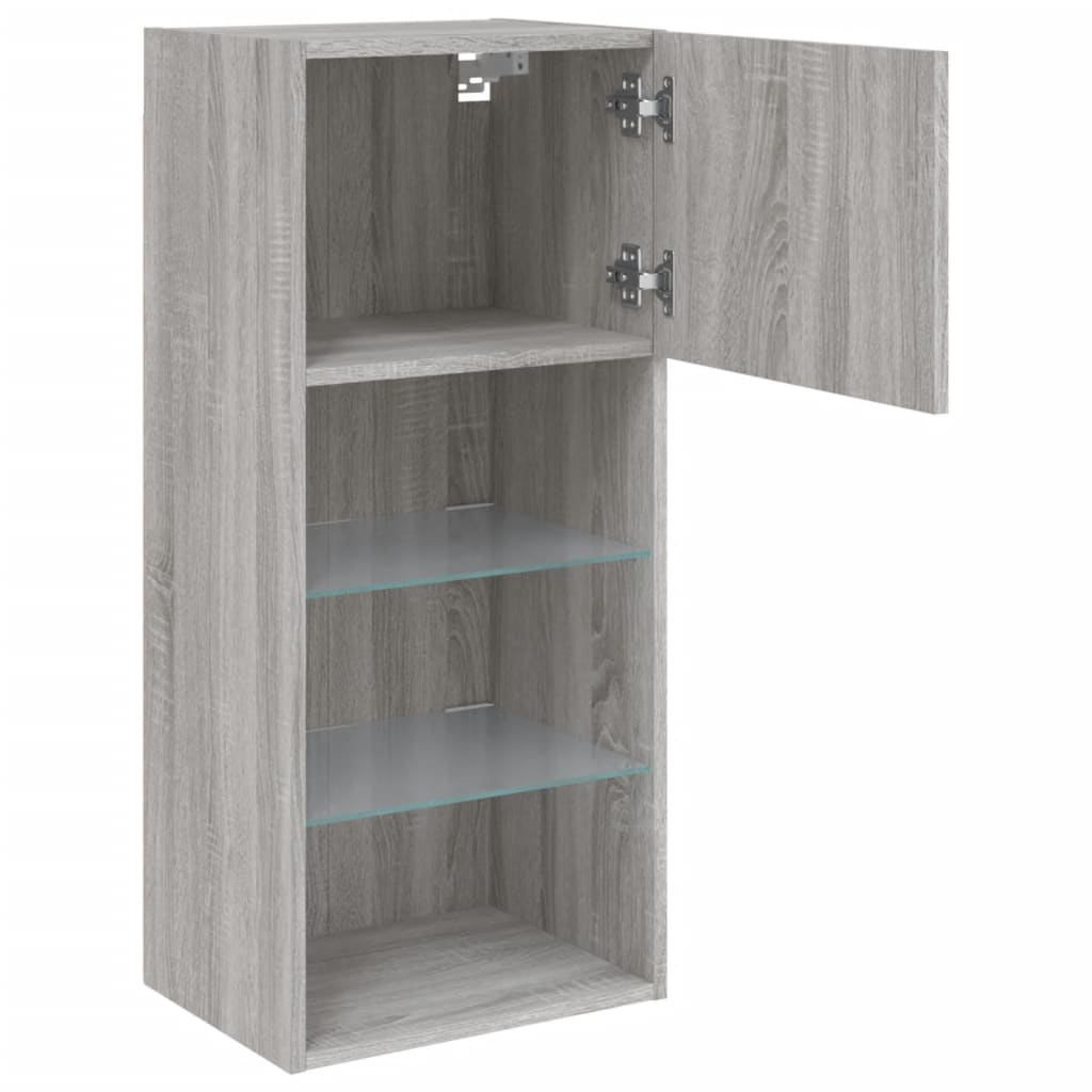 2 db szürke sonoma színű TV-szekrény LED-ekkel 40,5x30x90 cm 8