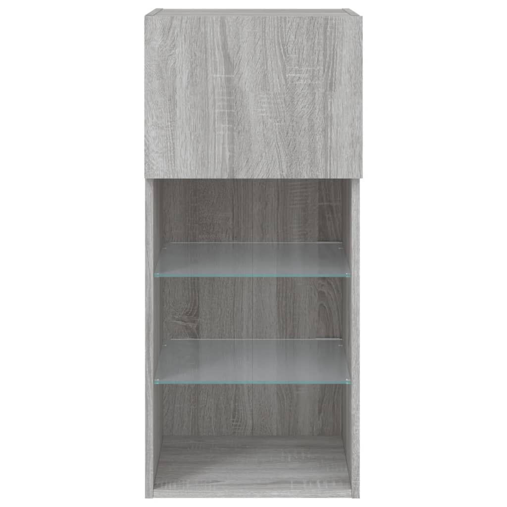2 db szürke sonoma színű TV-szekrény LED-ekkel 40,5x30x90 cm 9