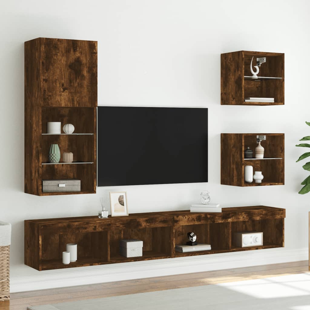 Füstös tölgy színű TV-szekrény LED lámpákkal 40,5 x 30 x 102 cm 3