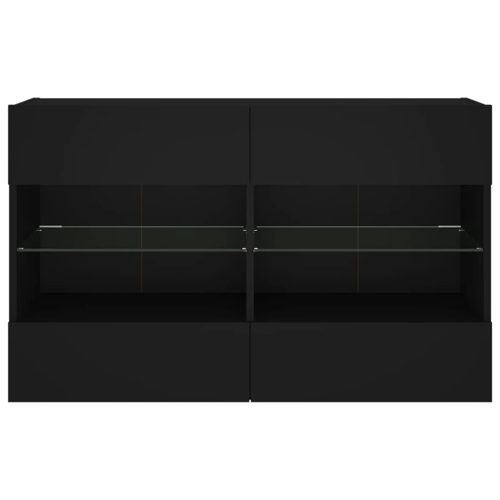 Fekete fali TV-szekrény LED-világítással 98,5x30x60,5 cm 7