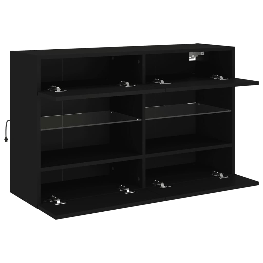 Fekete fali TV-szekrény LED-világítással 98,5x30x60,5 cm 8