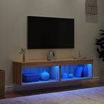 2 db sonoma tölgy színű TV-szekrény LED-ekkel 60x30x30 cm 3