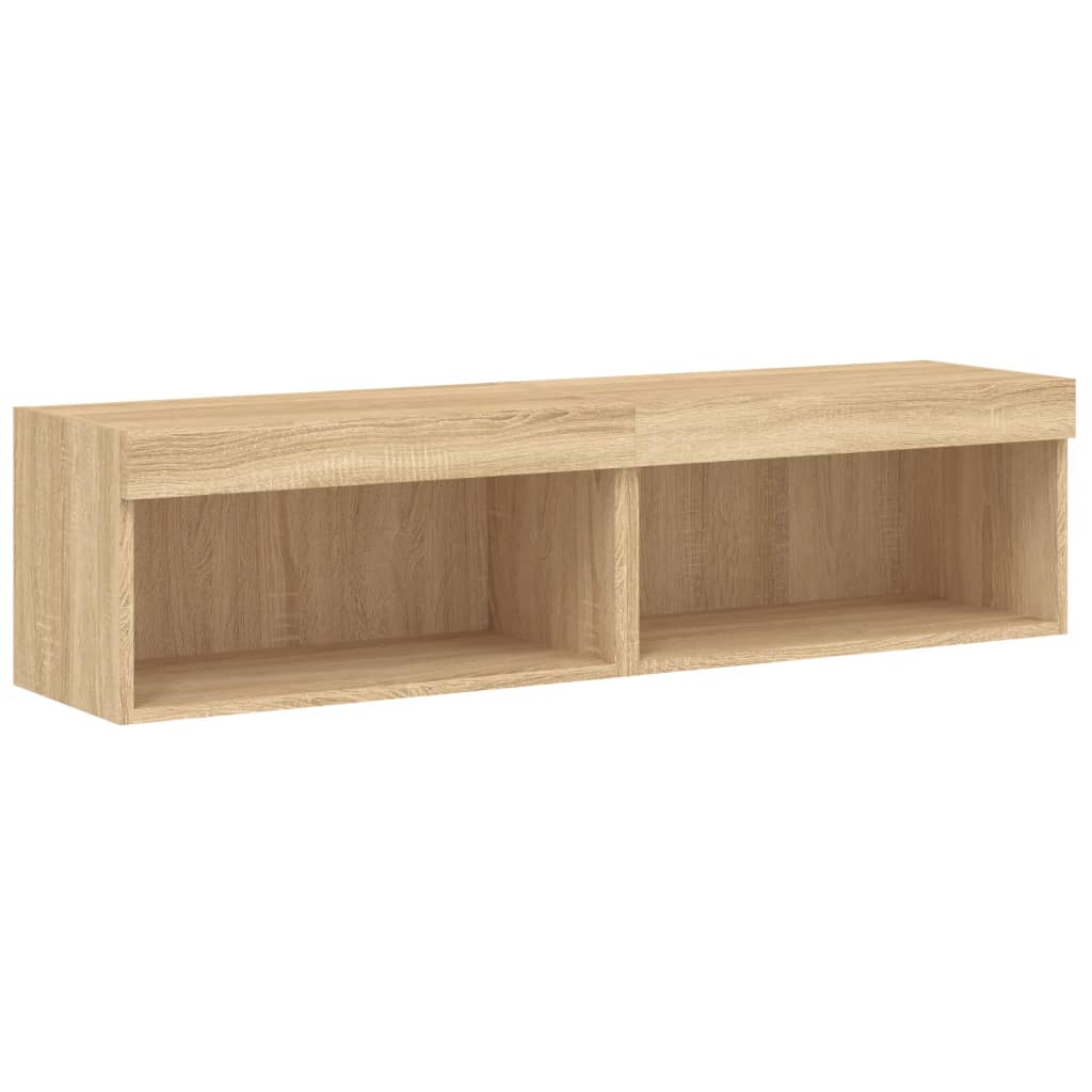 2 db sonoma tölgy színű TV-szekrény LED-ekkel 60x30x30 cm 7