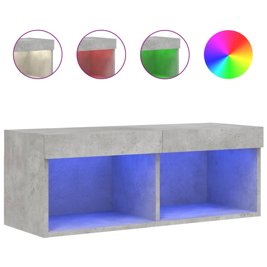 Betonszürke TV-szekrény LED-világítással 80 x 30 x 30 cm 2