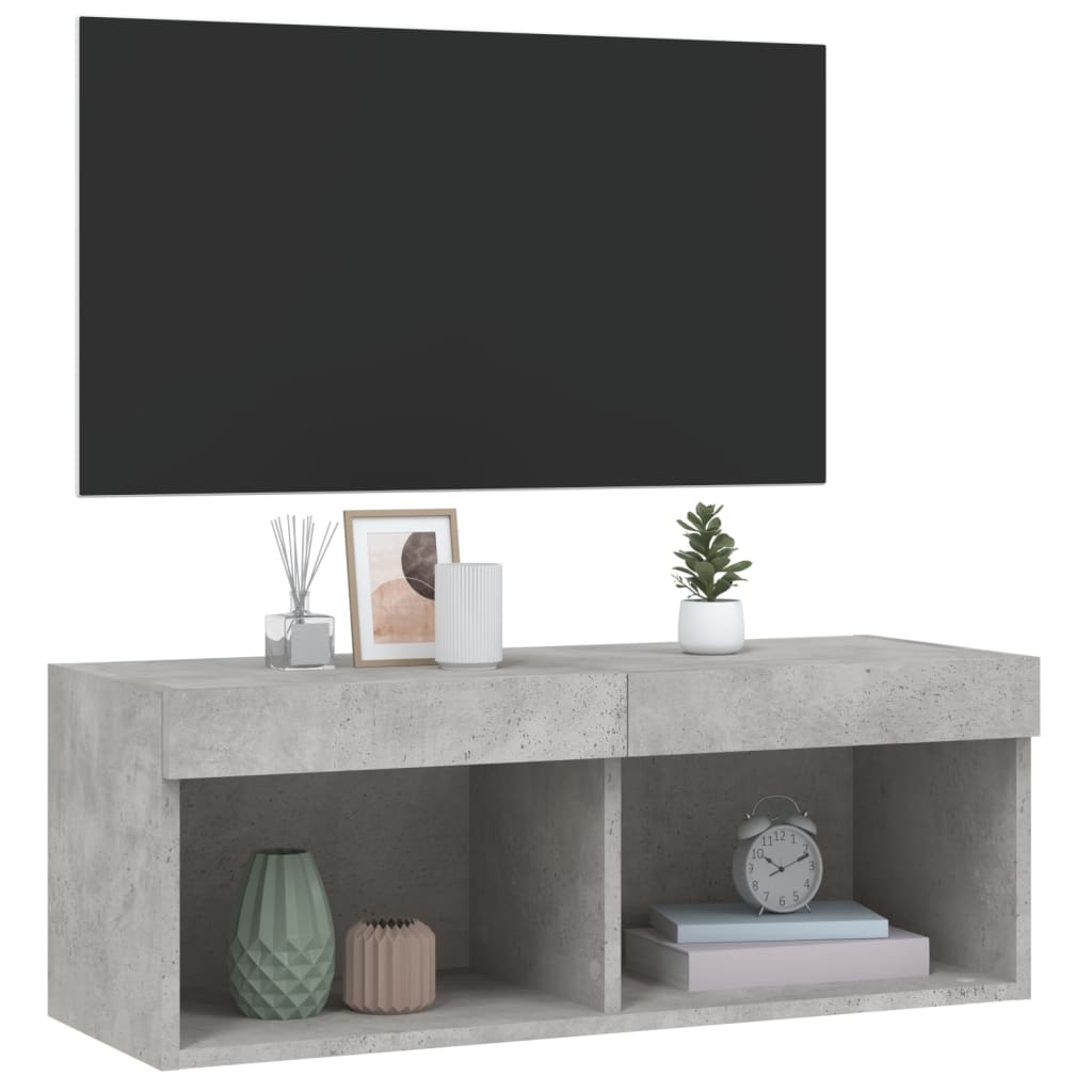 Betonszürke TV-szekrény LED-világítással 80 x 30 x 30 cm 6