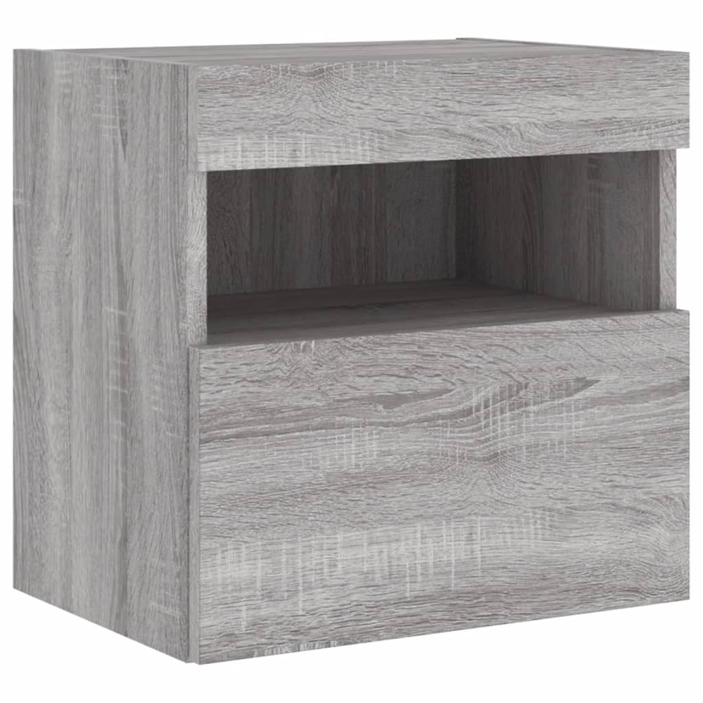 Szürke sonoma színű fali TV-szekrény LED-ekkel 40x30x40 cm 3