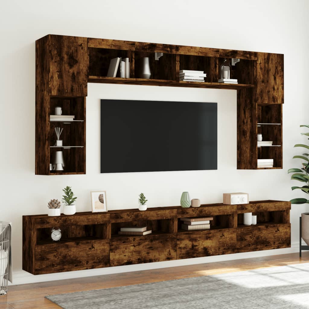 Füstös tölgy színű fali TV-szekrény LED-ekkel 60x30x40 cm 6