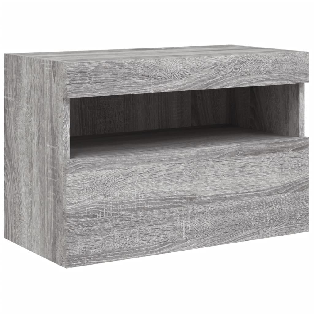 Szürke sonoma színű fali TV-szekrény LED-ekkel 60x30x40 cm 3