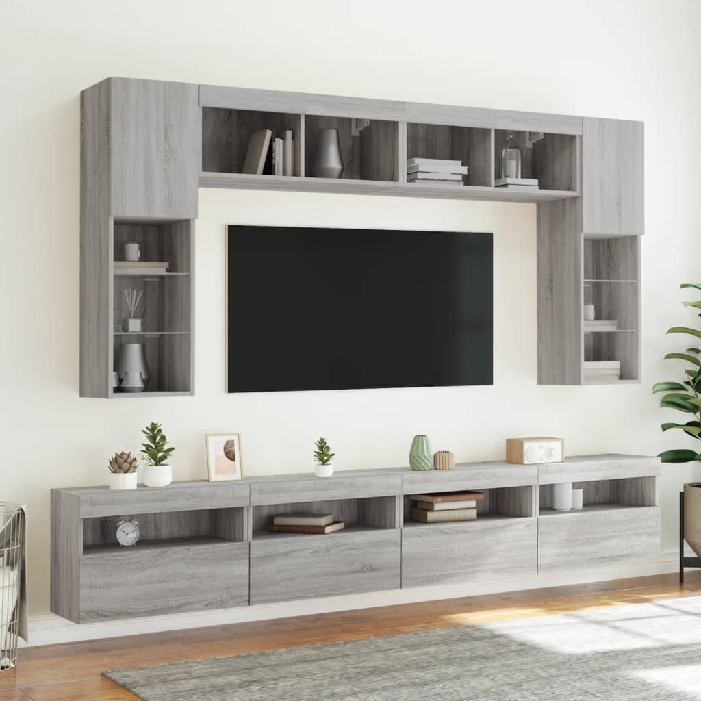 Szürke sonoma színű fali TV-szekrény LED-ekkel 60x30x40 cm 6